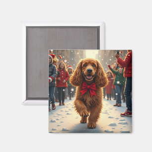 Cocker Spaniel Christmas Parade Holiday Painting Magnet