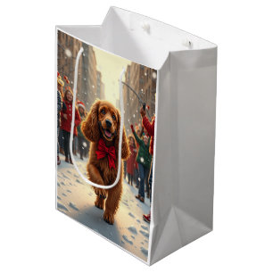Cocker Spaniel Christmas Parade Holiday Painting Medium Gift Bag