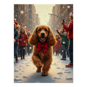 Cocker Spaniel Christmas Parade Holiday Painting Poster