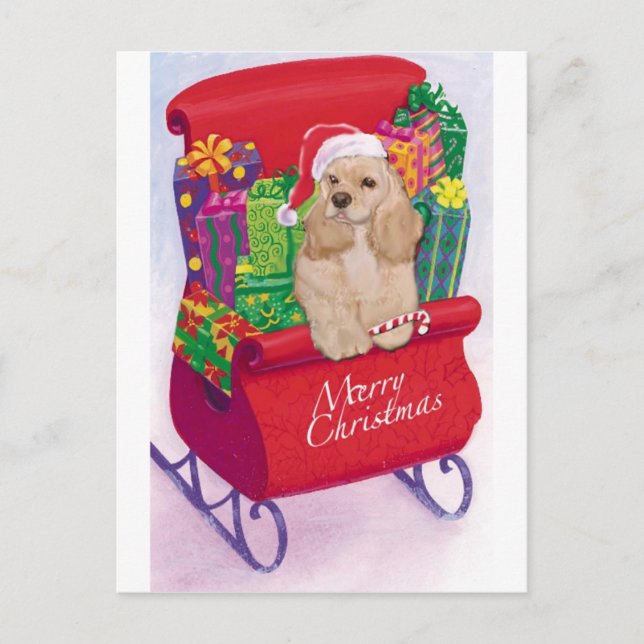 Cocker Spaniel Christmas Postcard (Front)
