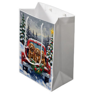 Cocker Spaniel Christmas Red Truck Holiday Medium Gift Bag
