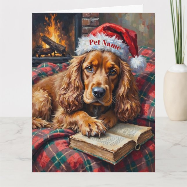 Cocker Spaniel Christmas Story Time Hat Card (Front)