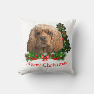 Cocker spaniel Christmas Throw Pillow