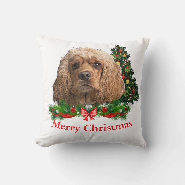 Cocker spaniel Christmas  Throw Pillow (Front)