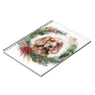Cocker Spaniel Christmas Wreath Festive Pup Notebook