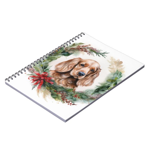 Cocker Spaniel Christmas Wreath Festive Pup  Notebook (Left Side)