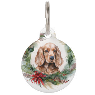 Cocker Spaniel Christmas Wreath Festive Pup  Pet Tag