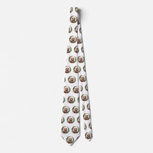 Cocker Spaniel Christmas Wreath Festive Pup  Tie (Front)