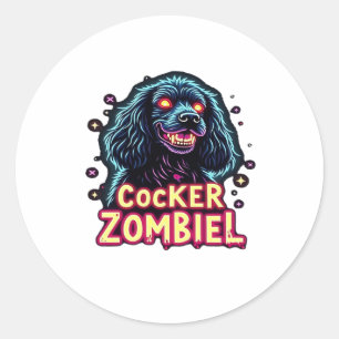 Cocker Spaniel Cockie Zombie Dog Halloween Essenti Classic Round Sticker