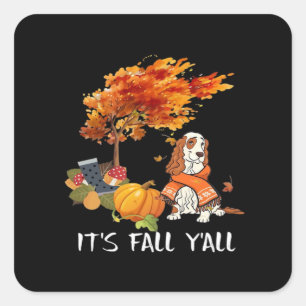 Cocker Spaniel Costume Autumn It’s Fall Y’all Square Sticker