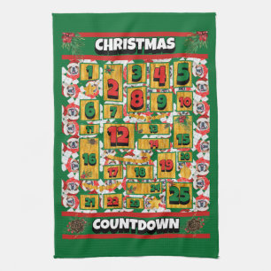 Cocker Spaniel Countdown Christmas Advent Calendar Kitchen Towel