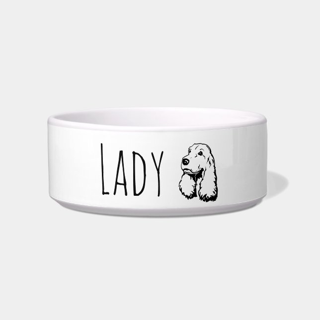 Cocker Spaniel Custom Dog Food Bowl (Front)