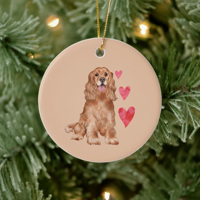 Cocker Spaniel Customizable Pet Name Ceramic Ornament (Tree)
