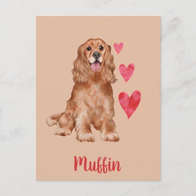 Cocker Spaniel Customizable Pet Name Postcard (Front)