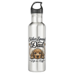 Cocker Spaniel Dad Life Is Ruff Vintage Dog Shirt_ 710 Ml Water Bottle
