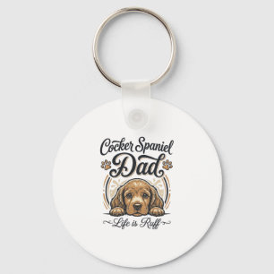 Cocker Spaniel Dad Life Is Ruff Vintage Dog Shirt_ Keychain