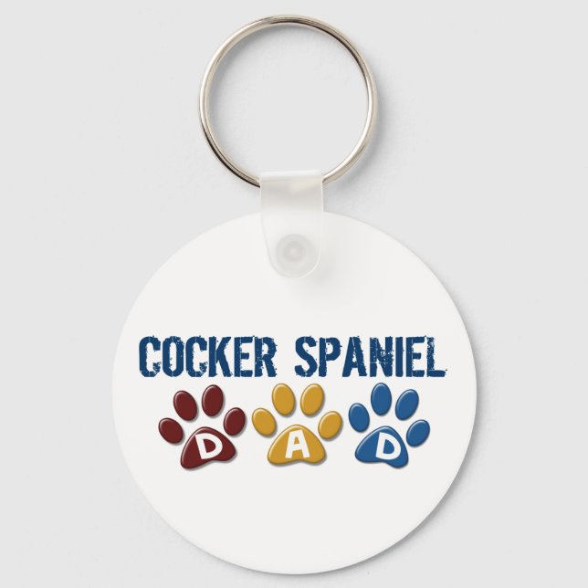 COCKER SPANIEL Dad Paw Print 1 Keychain (Front)