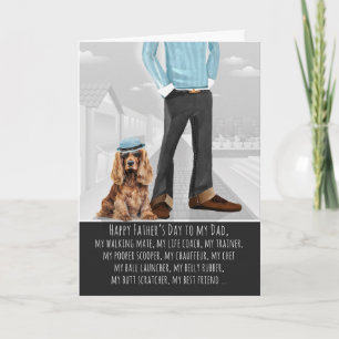 Cocker Spaniel Dog and Dad for Father's Day Holiday Card