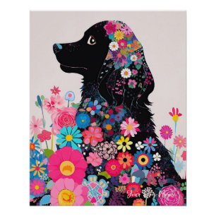 Cocker Spaniel Dog and Flowers 004 - Tailor jewel Poster