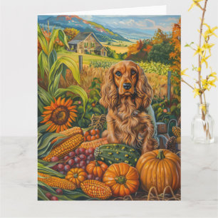 Cocker Spaniel Dog Autumn Harvest Thanksgiving Card