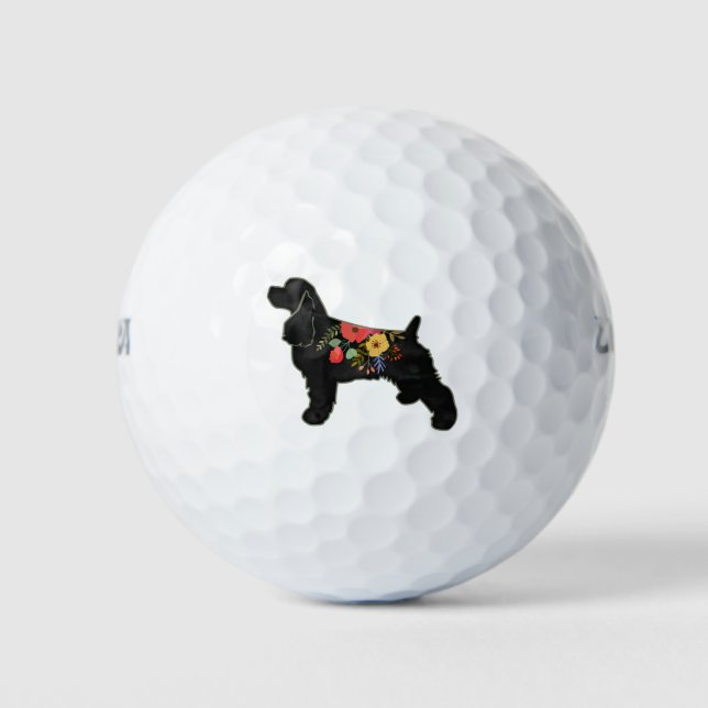 Cocker Spaniel Dog Breed Bohemian Floral Saddle Golf Balls (Front)