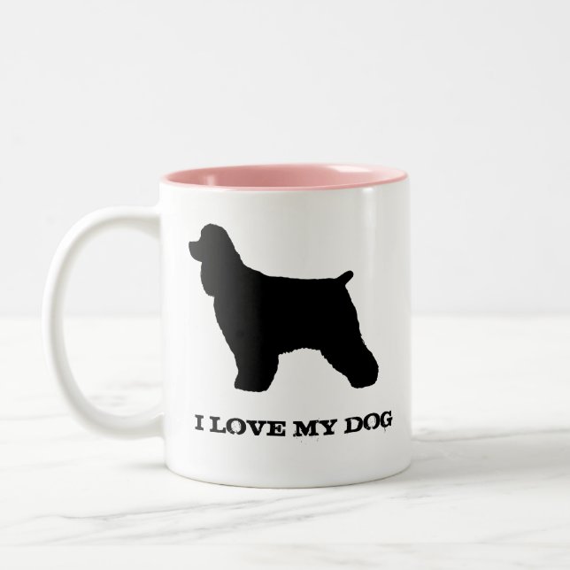 Cocker Spaniel Dog Breed Silhouettes Custom Two-Tone Coffee Mug (Left)