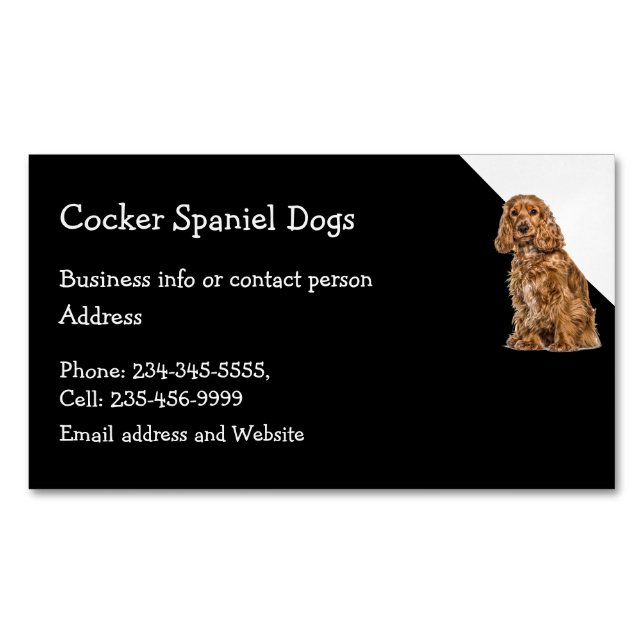 Cocker Spaniel Dog Breeder Pet Sitter Magnetic Business Card (Front)