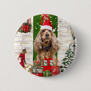 Cocker Spaniel Dog Christmas 2 Inch Round Button