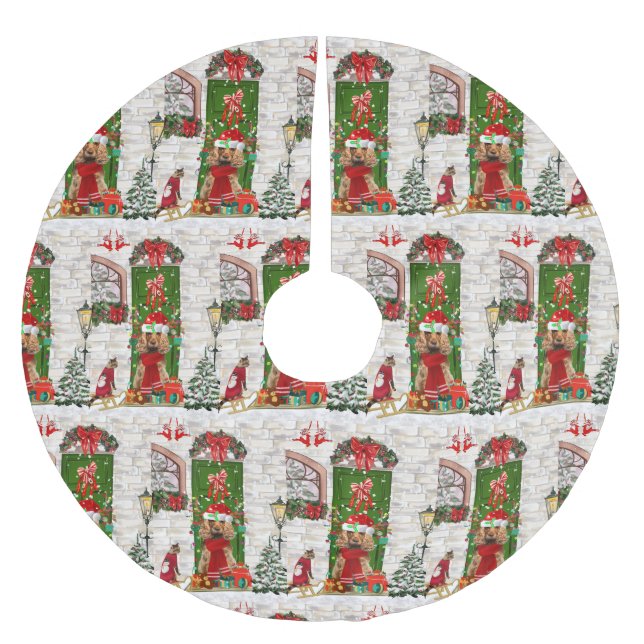 Cocker Spaniel Dog Christmas  Brushed Polyester Tree Skirt (Front)