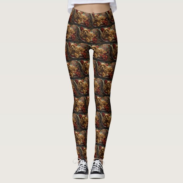 Cocker Spaniel Dog Christmas Festive Leggings (Front)