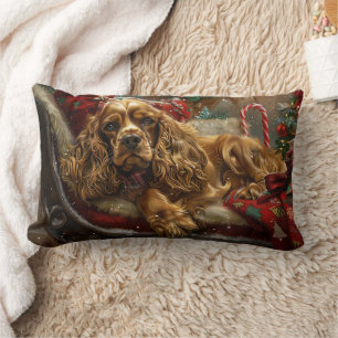 Cocker Spaniel Dog Christmas Festive Lumbar Pillow