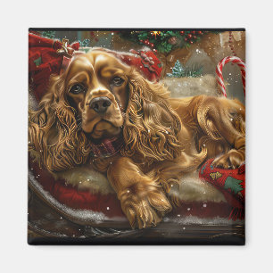 Cocker Spaniel Dog Christmas Festive Magnet