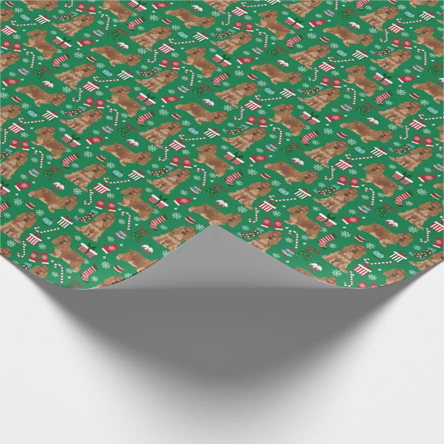 Cocker Spaniel Dog Christmas holiday Wrapping Paper (Corner)
