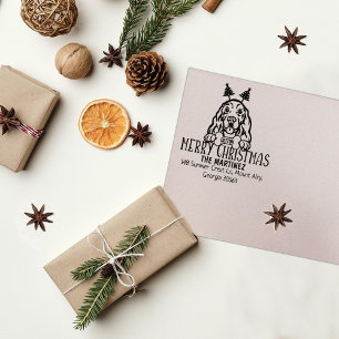 Cocker Spaniel Dog Christmas Return Address Rubber Stamp