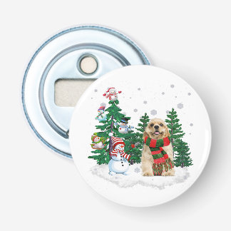 Cocker Spaniel Dog Christmas Snowman Xmas Tree Bottle Opener