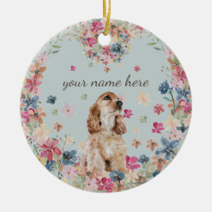 Cocker Spaniel Dog Drawing Breed Puppy Ceramic Ornament