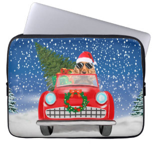 Cocker Spaniel Dog Driving Car In Snow Christmas Laptop Sleeve