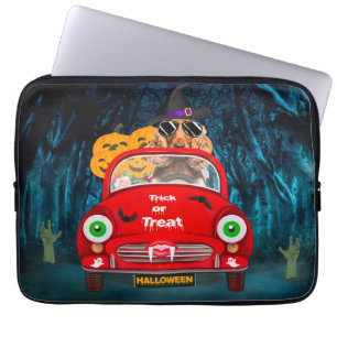 Cocker Spaniel Dog Driving Car Scary Halloween Laptop Sleeve