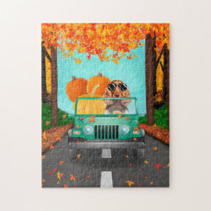 Cocker Spaniel Dog Fall Pumpkin  Jigsaw Puzzle