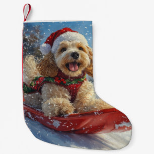 Cocker Spaniel Dog in Sledge Let it Snow Christmas Small Christmas Stocking