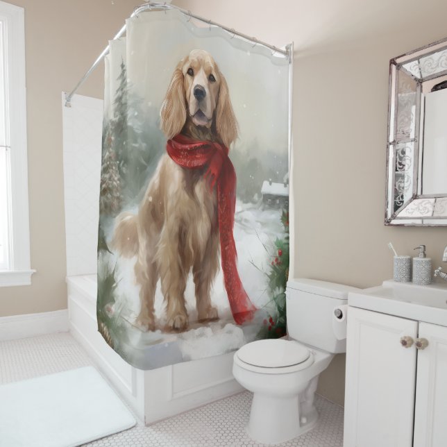 Cocker Spaniel Dog in Snow Christmas (In Situ)