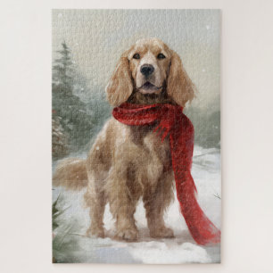 Cocker Spaniel Dog in Snow Christmas Jigsaw Puzzle
