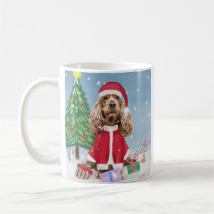 Cocker Spaniel Dog in Snow with Christmas Gifts  Coffee Mug