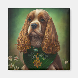 Cocker Spaniel Dog in St. Patrick's Day Dress Magnet