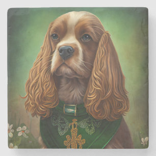 Cocker Spaniel Dog in St. Patrick's Day Dress Stone Coaster