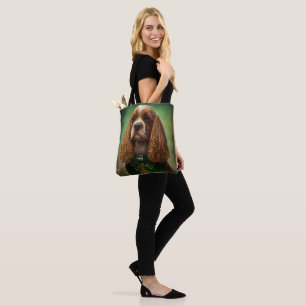 Cocker Spaniel Dog in St. Patrick's Day Dress Tote Bag