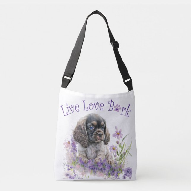 Cocker Spaniel Dog Mom Floral Crossbody Bag (Front)