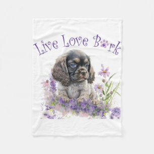 Cocker Spaniel Dog Mom Floral Fleece Blanket