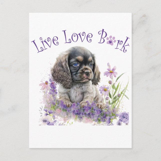 Cocker Spaniel Dog Mom Floral Postcard (Front)