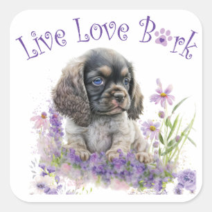 Cocker Spaniel Dog Mom Floral Square Sticker